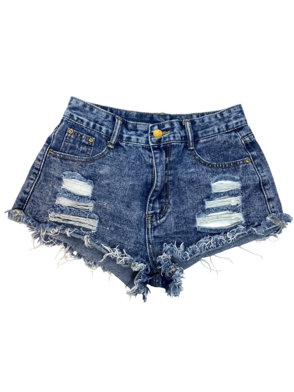 Shein Distressed Cut Off High Rise Denim Blue Jean Shorts Women's Size 4